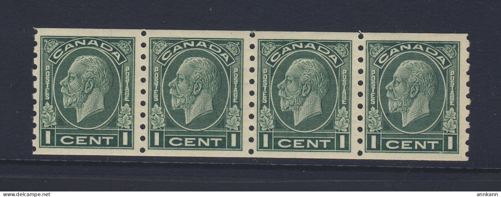 4x Canada Cameo Coil Stamps #205-1c Strip Of 4 MNH VF Guide Value = $120.00 - Rollo De Sellos