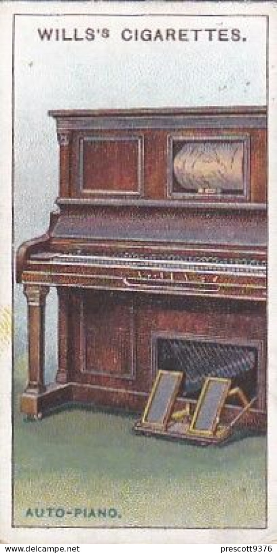 23 Auto Piano   - Famous Inventions 1915 -  Wills Cigarette Card -   - Antique - 3x7cms - Wills