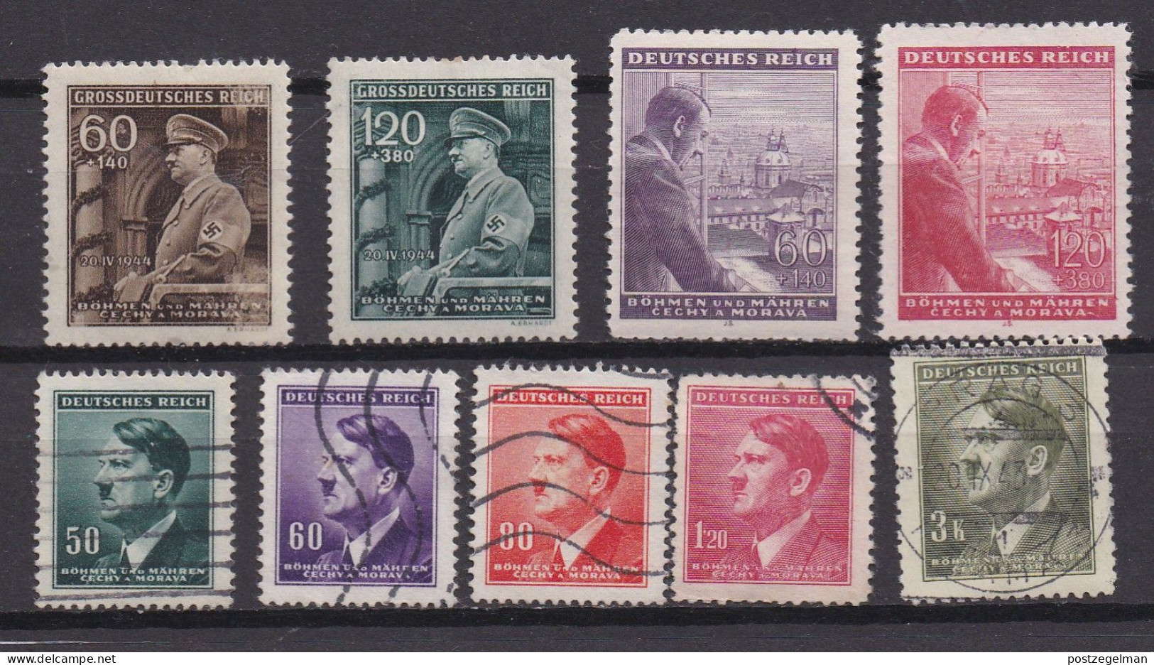 Bohemia & Moravia, 1942, Used Stamp(s) ,  Adolf Various Hitler , Michelnr.  89=110,  Scannr. 12939 (9 Values Only) - Usados