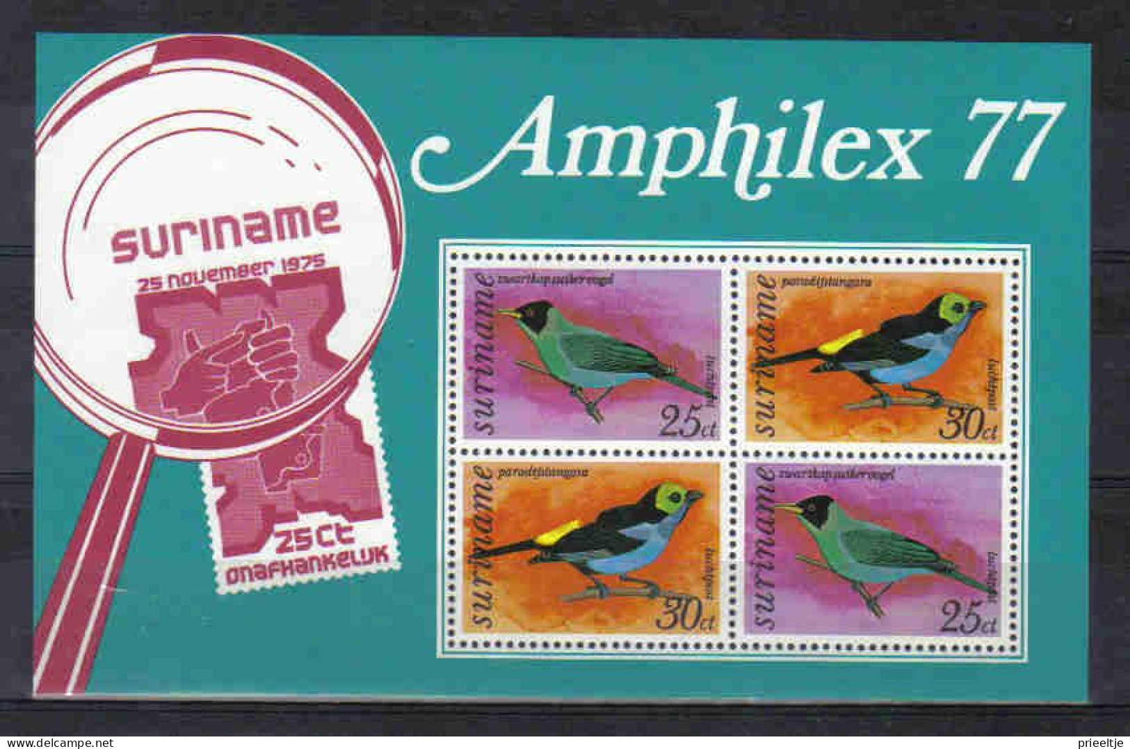 Suriname 1977 Birds Amphilex S/S Y.T. BF 24 ** - Suriname