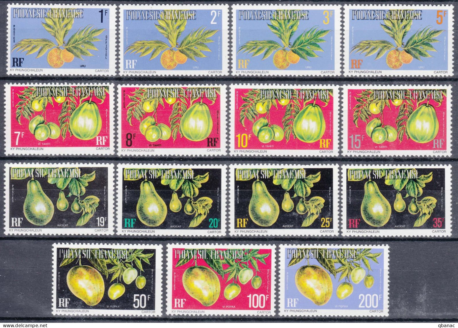 French Polynesia Polinesie 1977 Postage Due Fruits Mi#16-25 Mint Never Hinged, Few Pieces With Matt Gum Or Mng - Unused Stamps