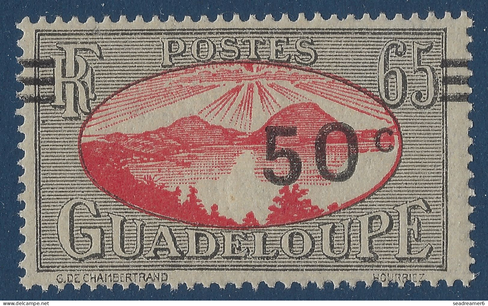 France Colonies Guadeloupe N°167 C* Variété De Surcharge Décalée, Gomme Avec D'infimes Adherences Signé CALVES - Neufs