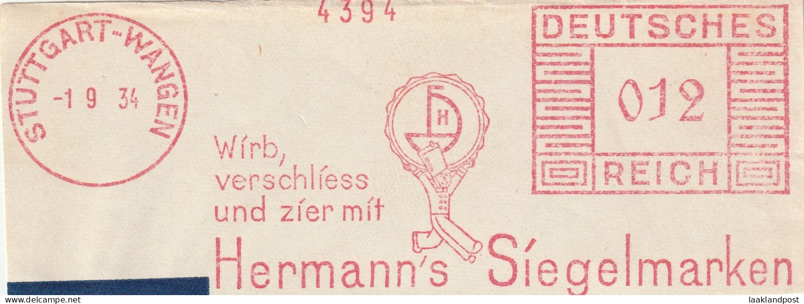 Deutsche Reichpost Nice Cut Meter Freistempel  Wirb, Verschliess Und Zier Miot Hermann's Siegelmarken, Stuttgart-Wangen - Macchine Per Obliterare