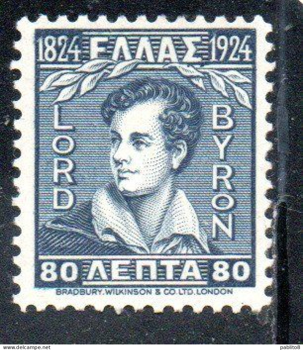 GREECE GRECIA ELLAS 1924 REPUBLIC ISSUE LORD BYRON 80l MNH - Neufs