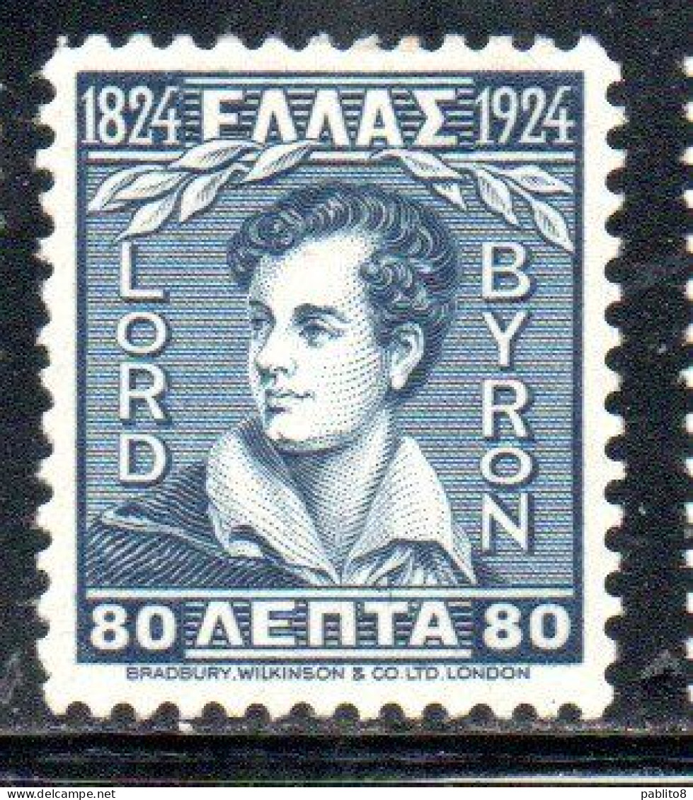 GREECE GRECIA ELLAS 1924 REPUBLIC ISSUE LORD BYRON 80l MH - Ungebraucht