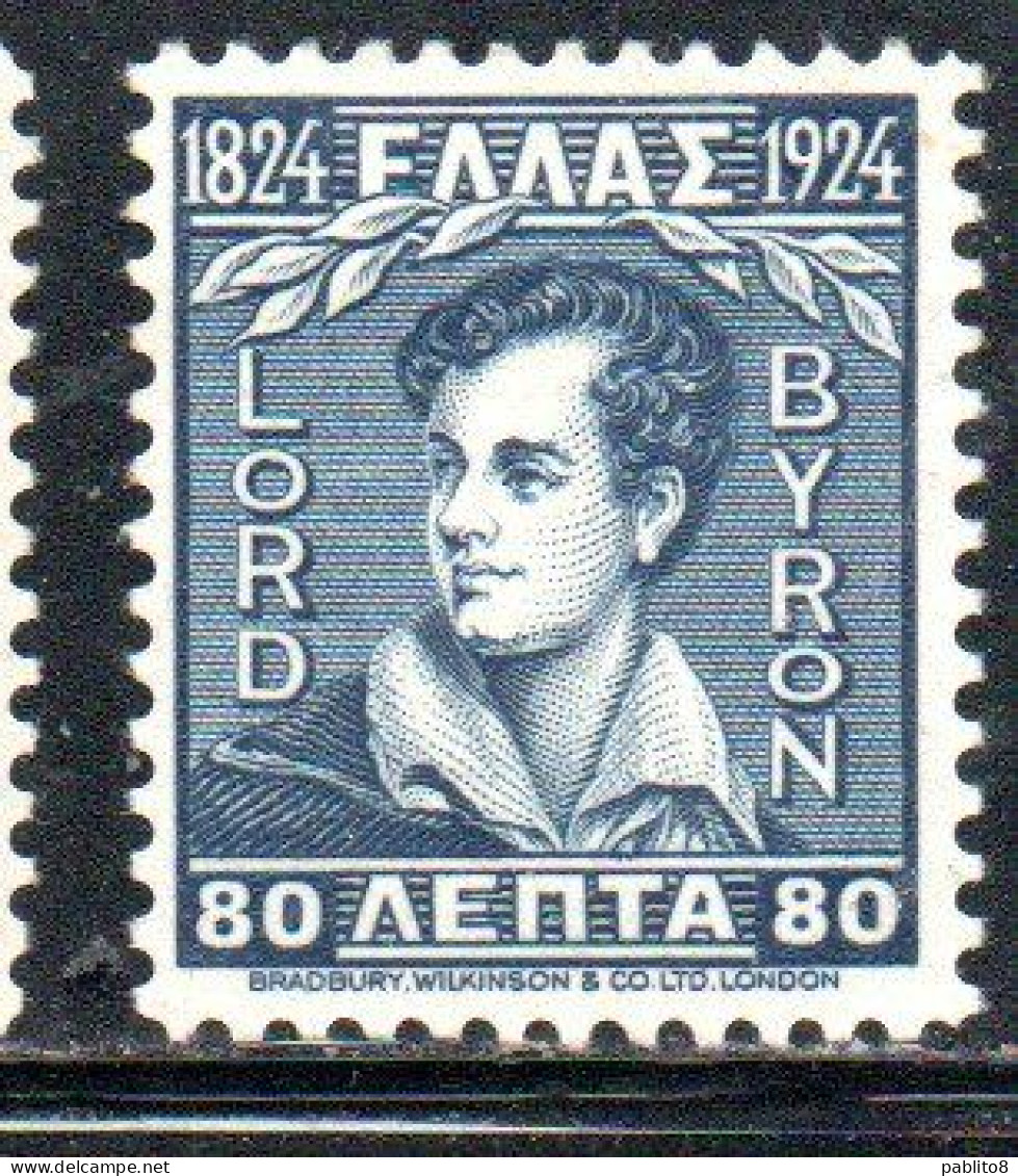 GREECE GRECIA ELLAS 1924 REPUBLIC ISSUE LORD BYRON 80l MH - Ungebraucht