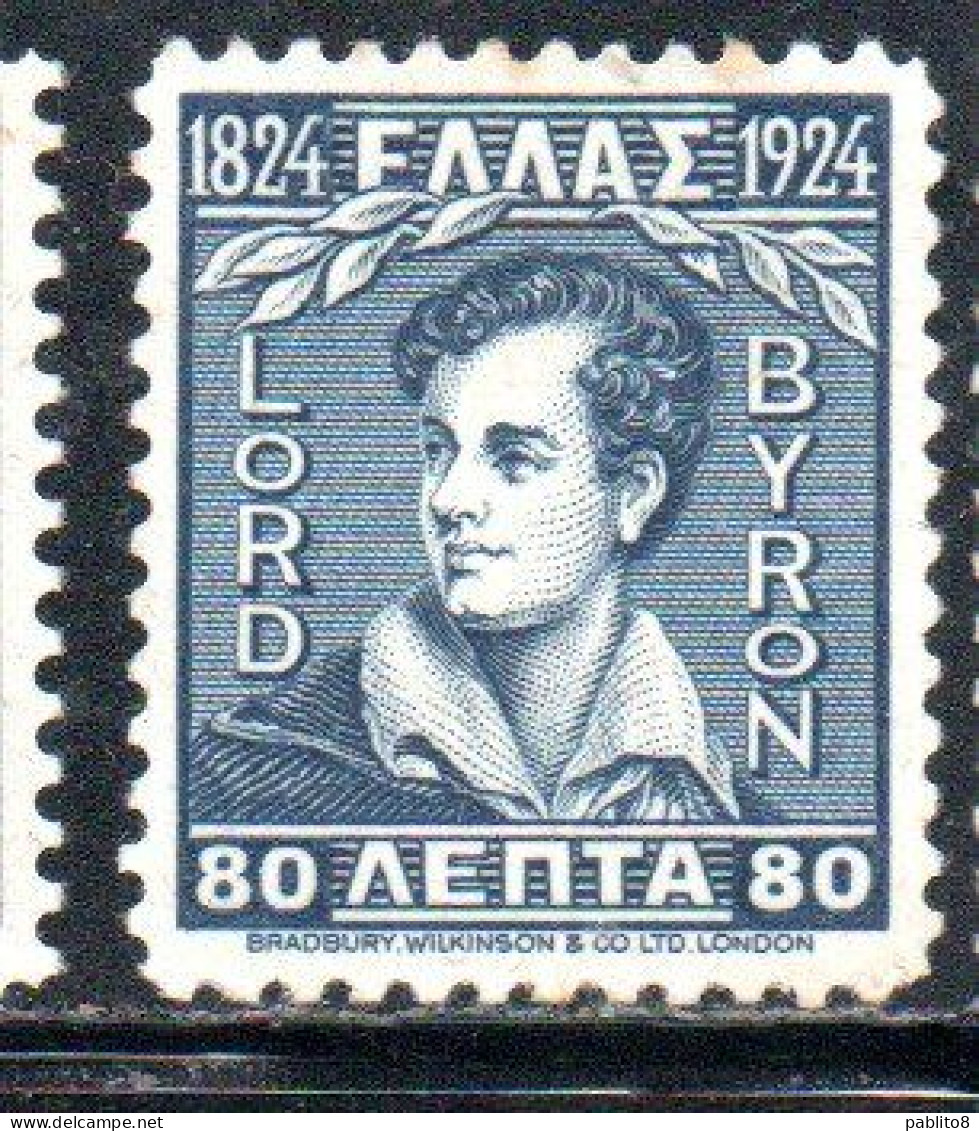 GREECE GRECIA ELLAS 1924 REPUBLIC ISSUE LORD BYRON 80l MH - Unused Stamps