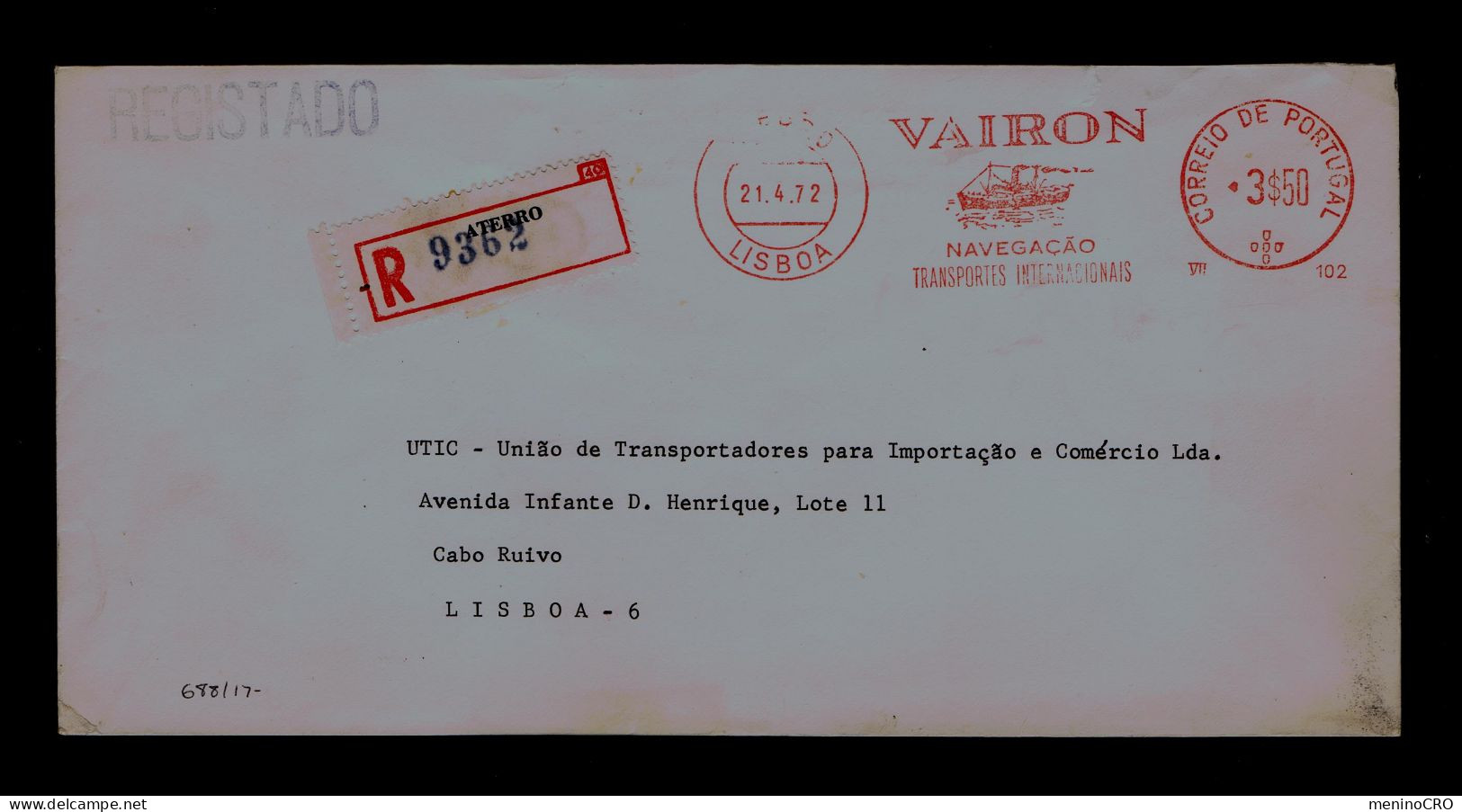 Gc8285 PORTUGAL EMA "VAIRON" Navigation Ships Int. Transports" Publicitary Cover Industry Food Mailed - Other (Sea)