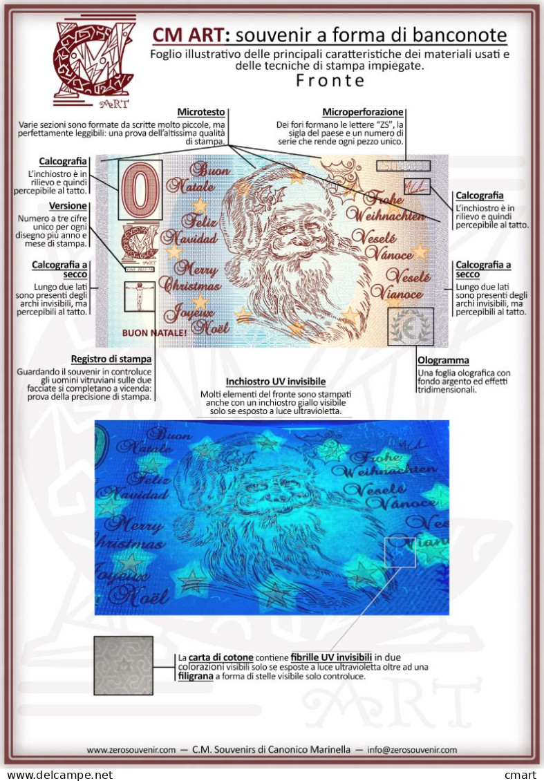 Banconota Zero Euro Souvenir  "CMART" Babbo Natale Bellissimo Ricordo Di Natale - Autres - Europe