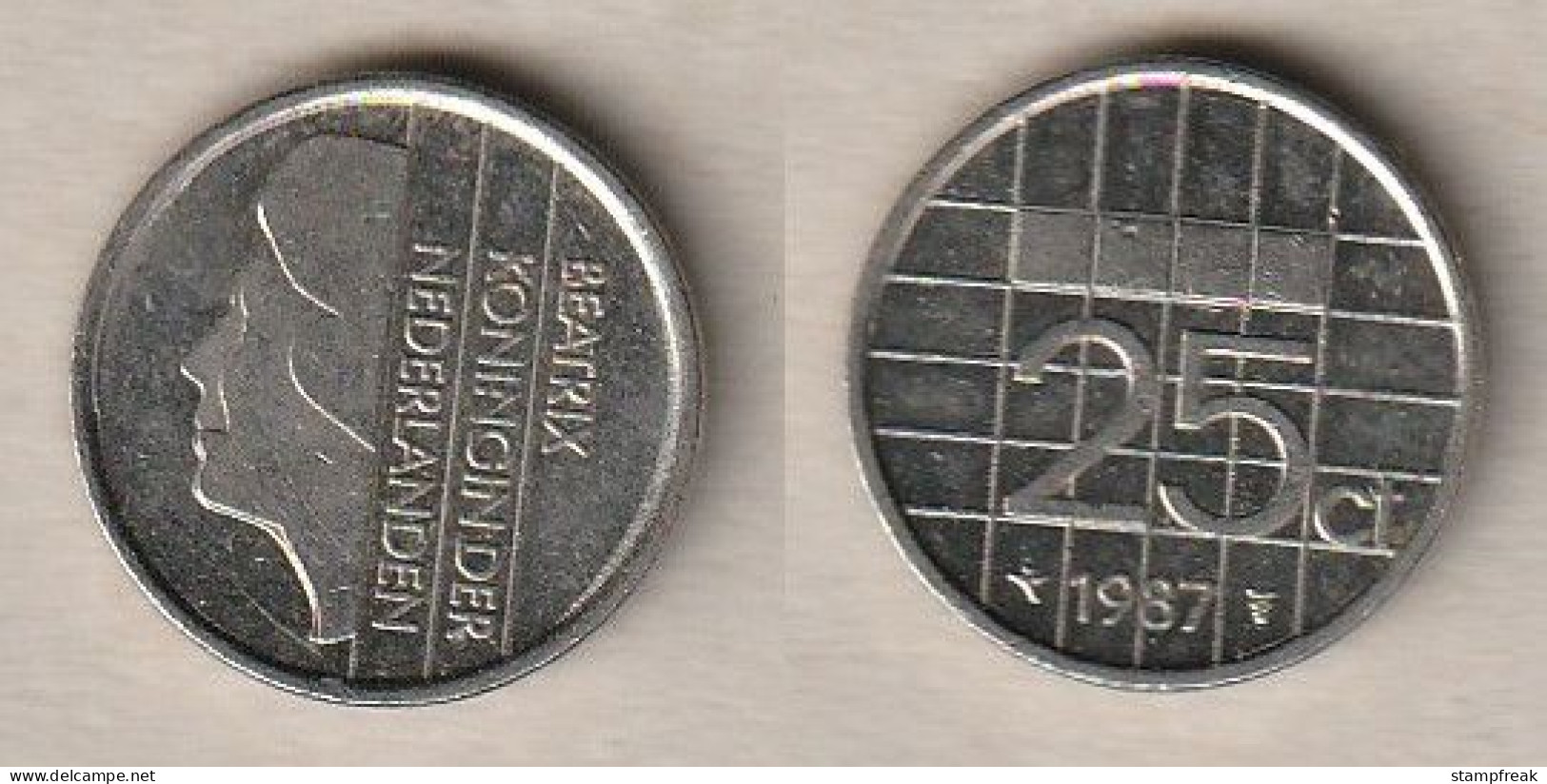 00268) Niederlande, 25 Cent 1987 - 1980-2001 : Beatrix