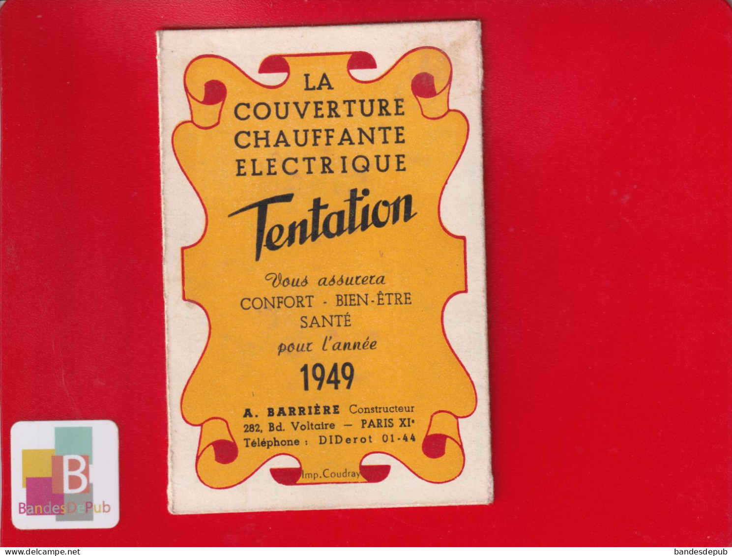 Paris Calendrier Couverture Chauffante Electrique  Barrière TENTATION Système Diable Ange Prise Pied De Nez Jac - Petit Format : 1941-60