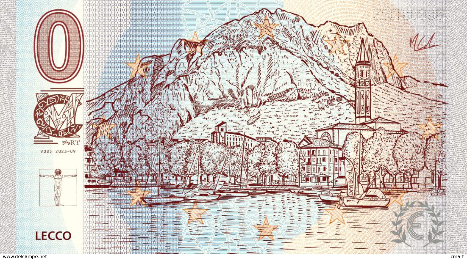 Banconota Zero Euro Souvenir  "CMART" Ricordo Della Città Di Lecco Terra Nati Dei Promessi Sposi "Renzo E Lucia" - Autres - Europe