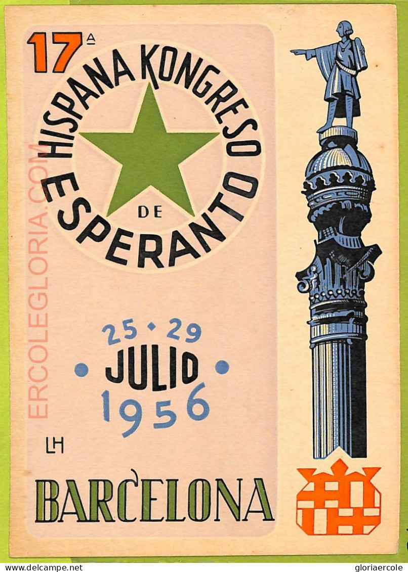 Ae9970 - SPAIN -  VINTAGE  POSTCARD - ESPERANTO - Barcelona 1956 - Esperanto