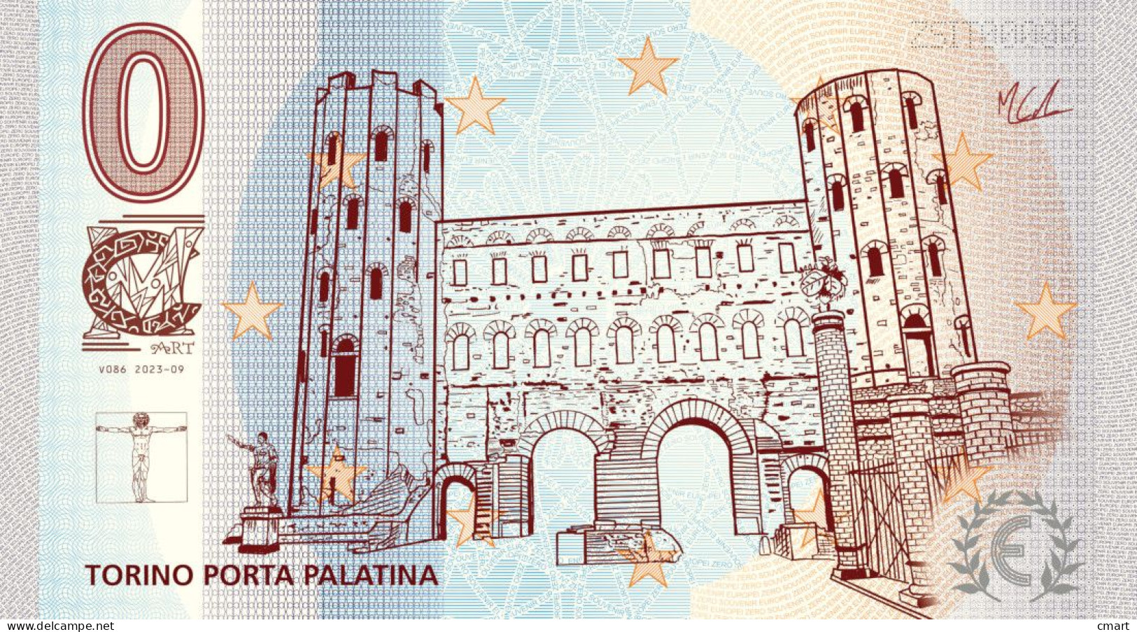 Banconota Zero Euro Souvenir  "CMART" Ricordo Di Torino Porta Palatina - Autres - Europe