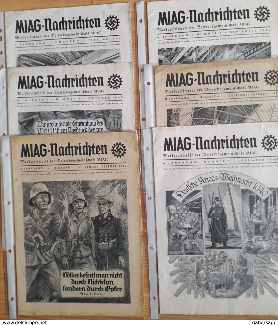 MIAG- Nachrichten - Werkzeitschrift Der Betriebsgemeinschaft MIAG 1940-41-42 Nazi's Factora Nemspaper 6 Pieces - Sonstige & Ohne Zuordnung