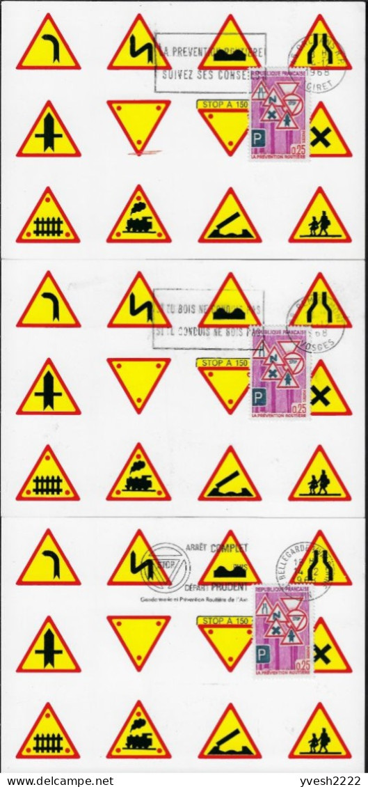 France 1968 Y&T 1548. 3 CM. Sécurité Routière : Suivez Les Conseils, Panneau Stop, Si Tu Bois Ne Conduis Pas, Alcool - Accidents & Road Safety