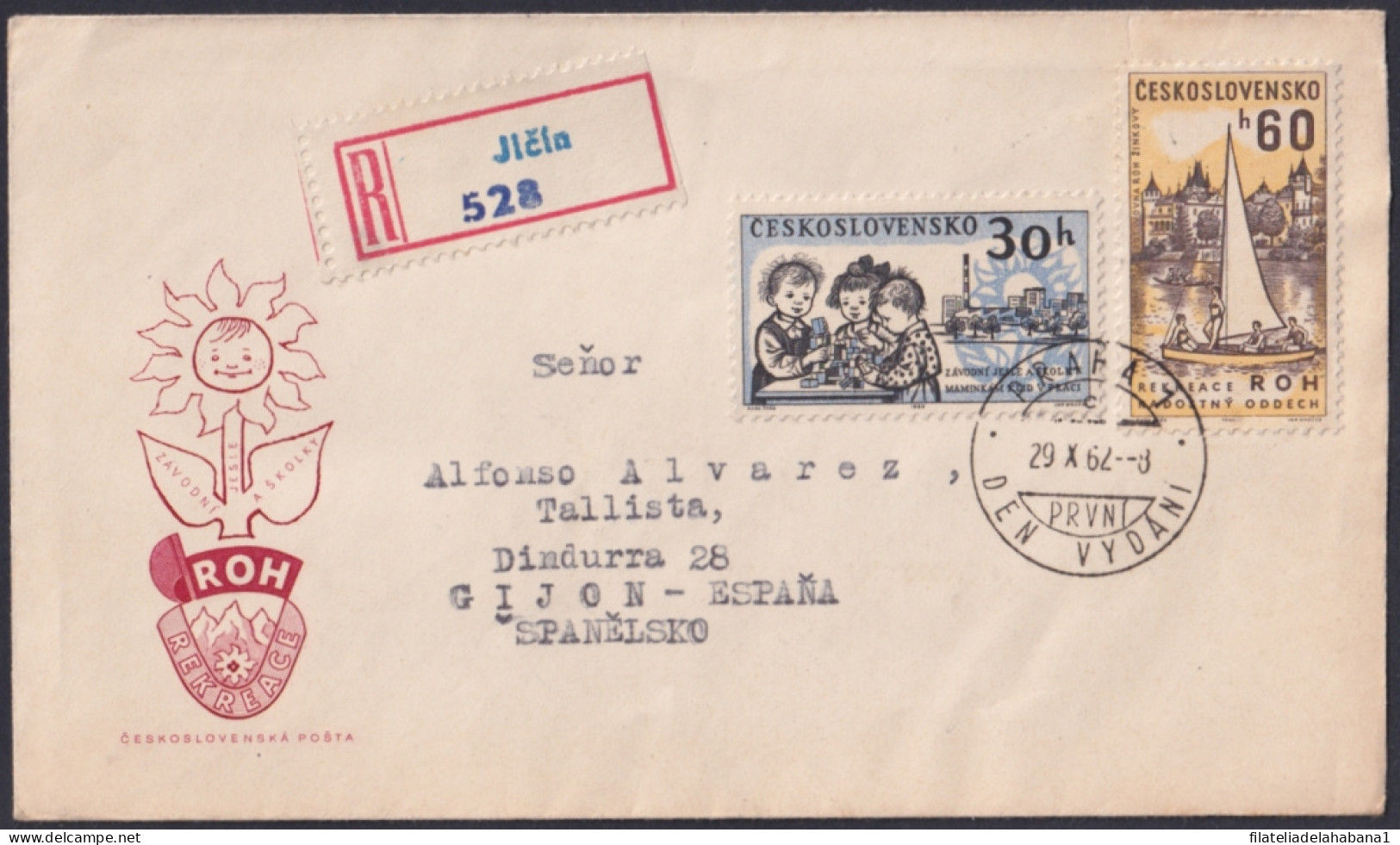 F-EX47747 CZECHOSLOVAKIA 1962 REG FDC CHILDREN & SHIP.  - FDC