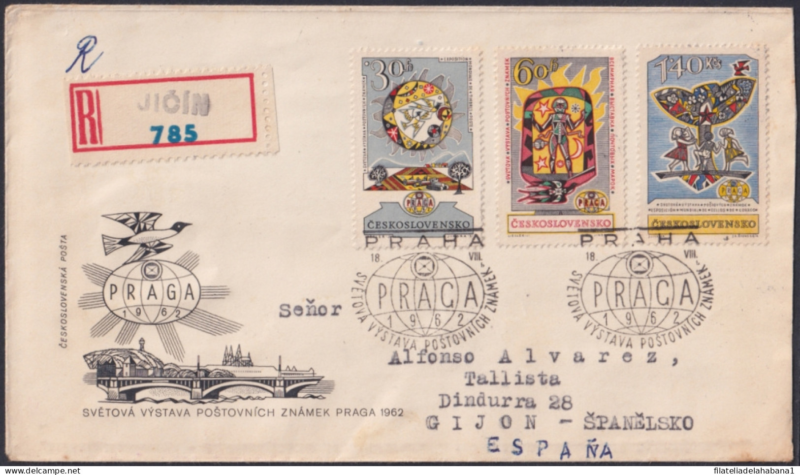 F-EX47750 CZECHOSLOVAKIA 1962 REG FDC INTERNATIONAL PHILATELIC EXPO.  - FDC