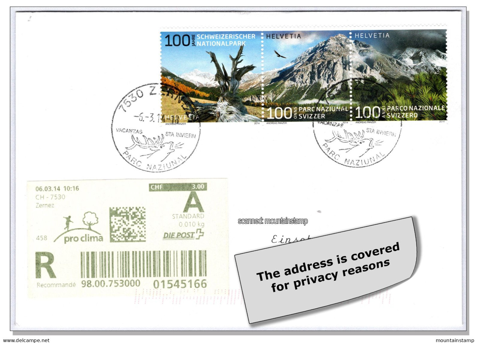 Schweiz Switzerland 2014 (Box2) Schweizer National Park Nationalpark FDC Local Mountains Berge Montagnes Eagle Reg Cover - Covers & Documents