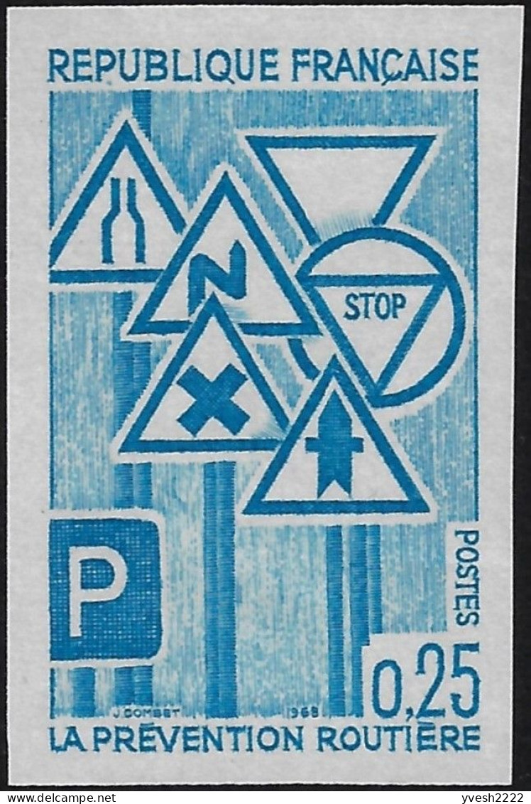 France 1968 Y&T 1548. Essai De Couleurs Bleu. Sécurité Ou Prévention Routière. Panneaux - Accidents & Road Safety