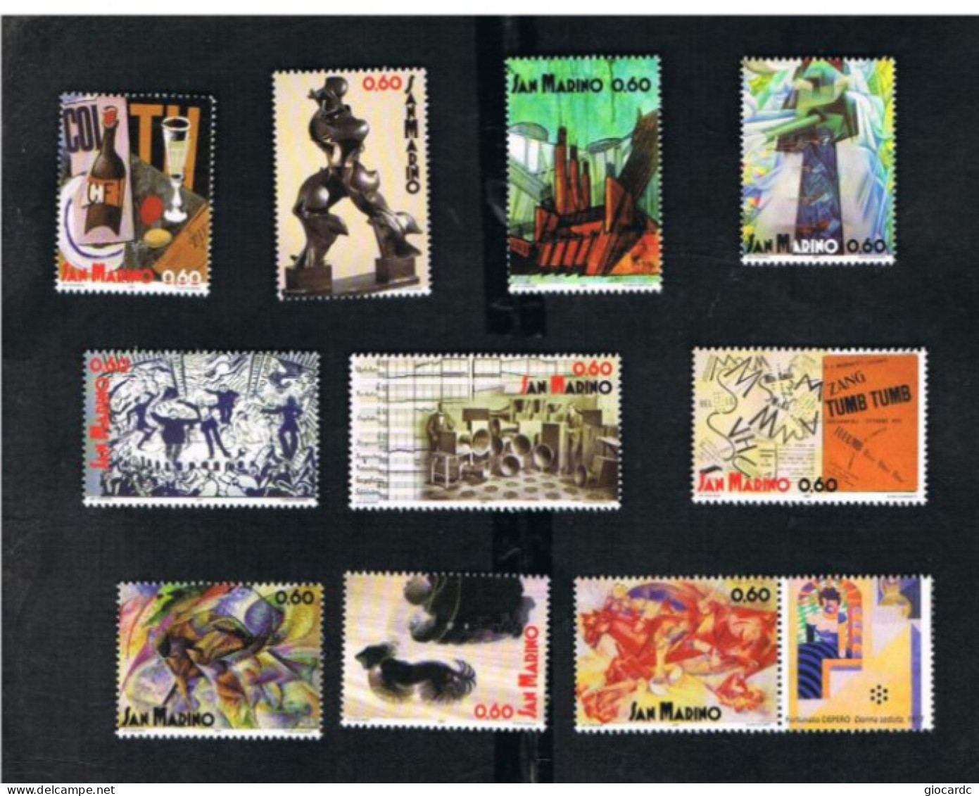 -  SAN MARINO - UN 2216.2225   2009   FUTURISMO  ( COMPLET SET OF 10 STAMPS, 1 WITH LABEL - BY  BF) - MINT** - Unused Stamps