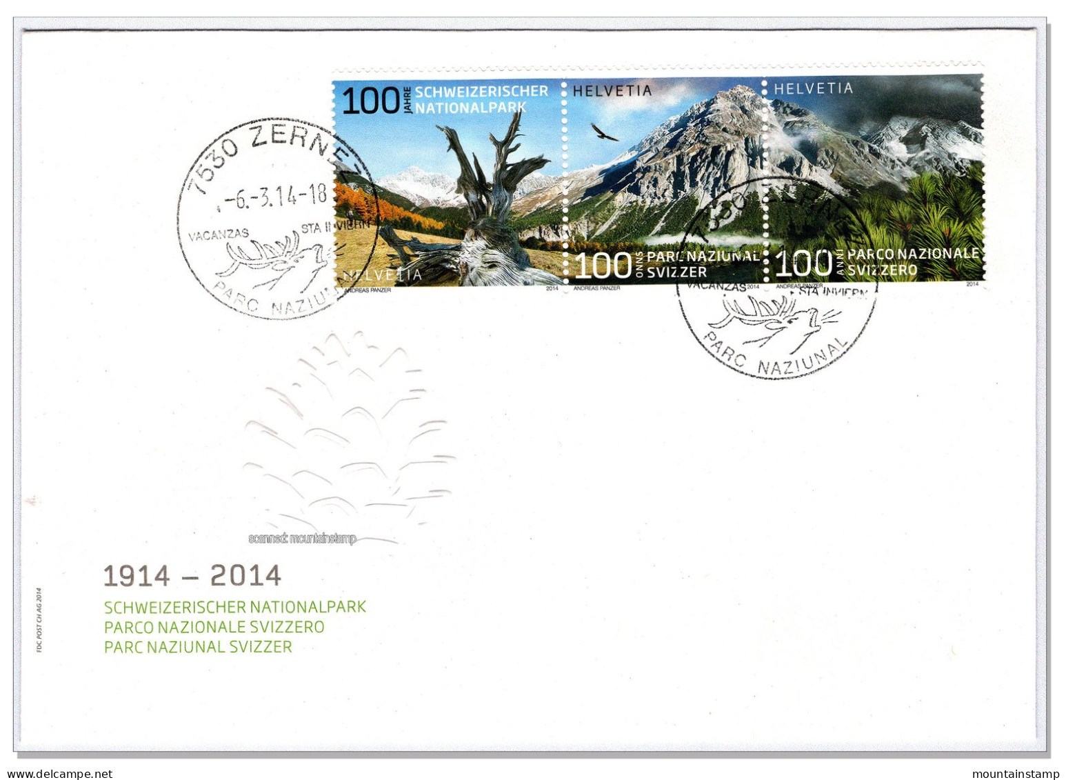 Schweiz Switzerland 2014 (Box2) Schweizer National Park Nationalpark FDC Local Mountains Berge Montagnes Eagle - Lettres & Documents