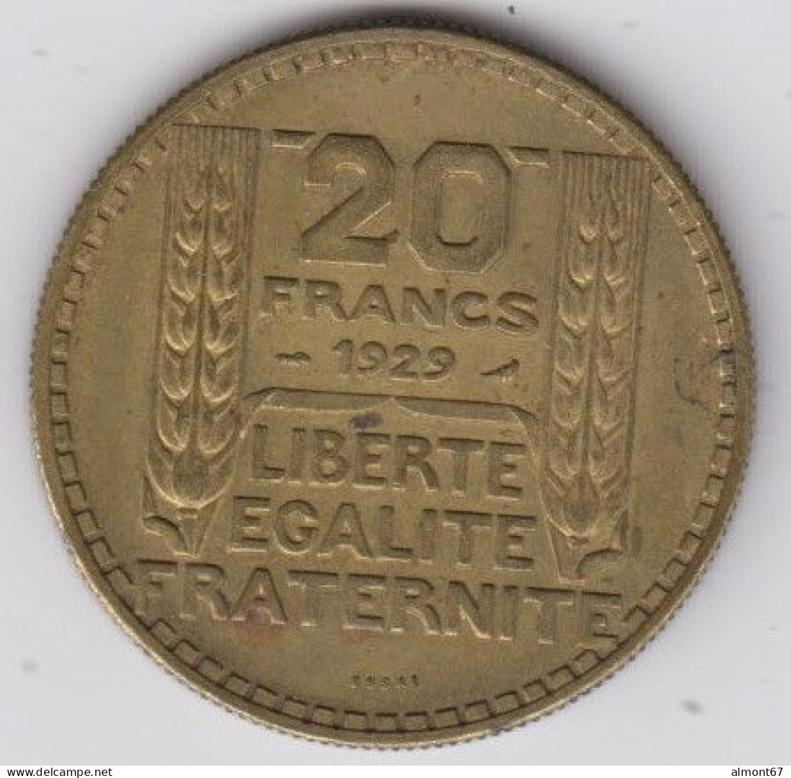 20 Francs TURIN  1929  Essai En Cupro Alu - Essais, Piéforts, épreuves & Flans Brunis