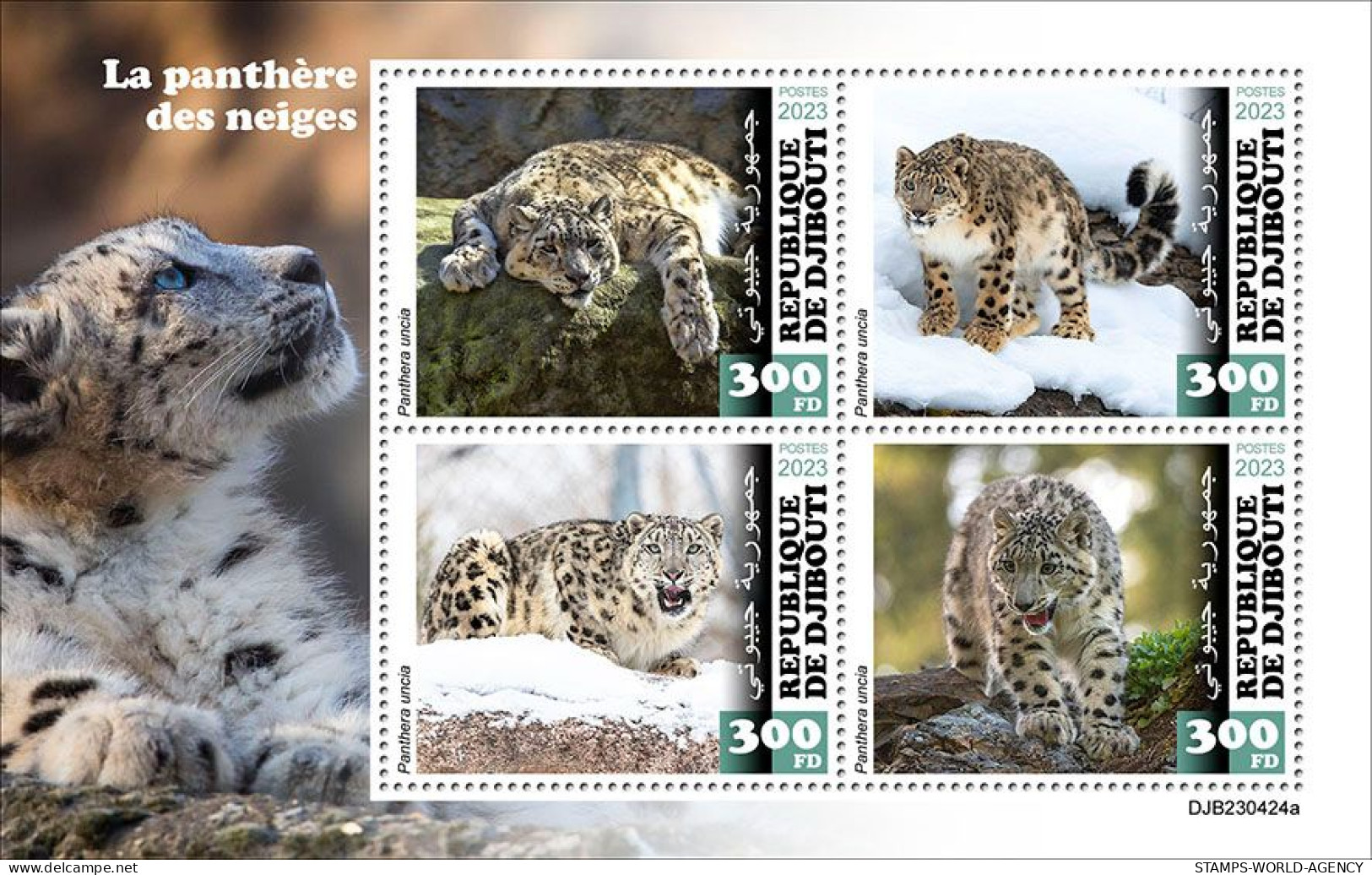 2024-01 - DJIBOUTI- SNOW LEOPARD       4V  MNH** - Gorillas