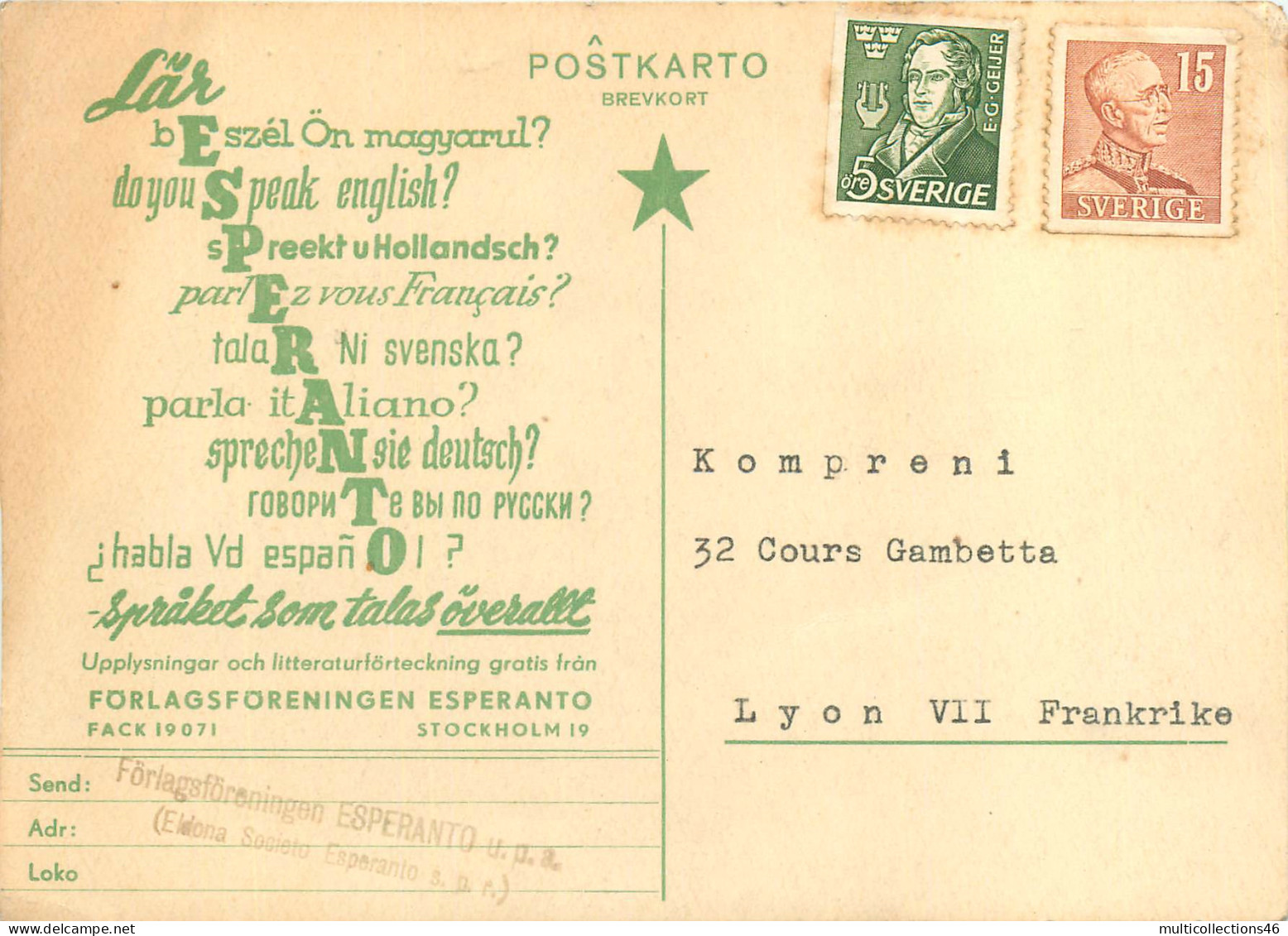 230124 - ESPERANTO - 1948 STOCKHOLM Parlez Vous Français ? Forlagsforeningen Esperanto - Esperanto