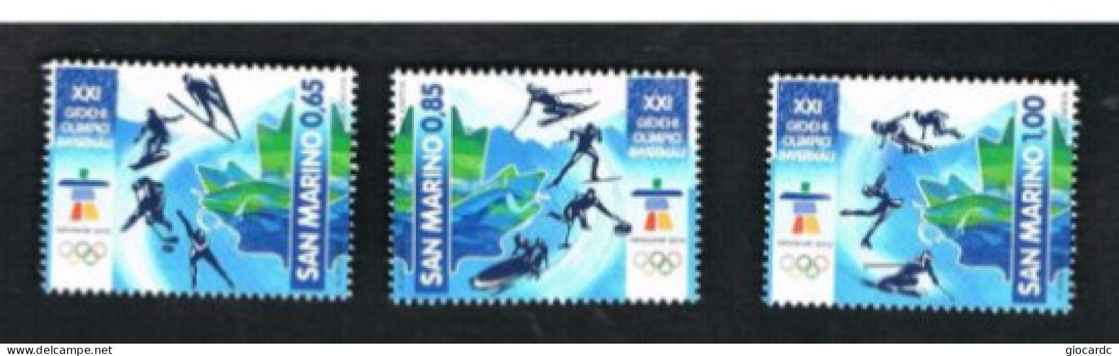 SAN MARINO - UN 2273.2275 -  2010 XXI OLIMPIADI INVERNALI A VANCOUVER (COMPLET SET OF 3 STAMPS, BY BF) - MINT** - Ongebruikt