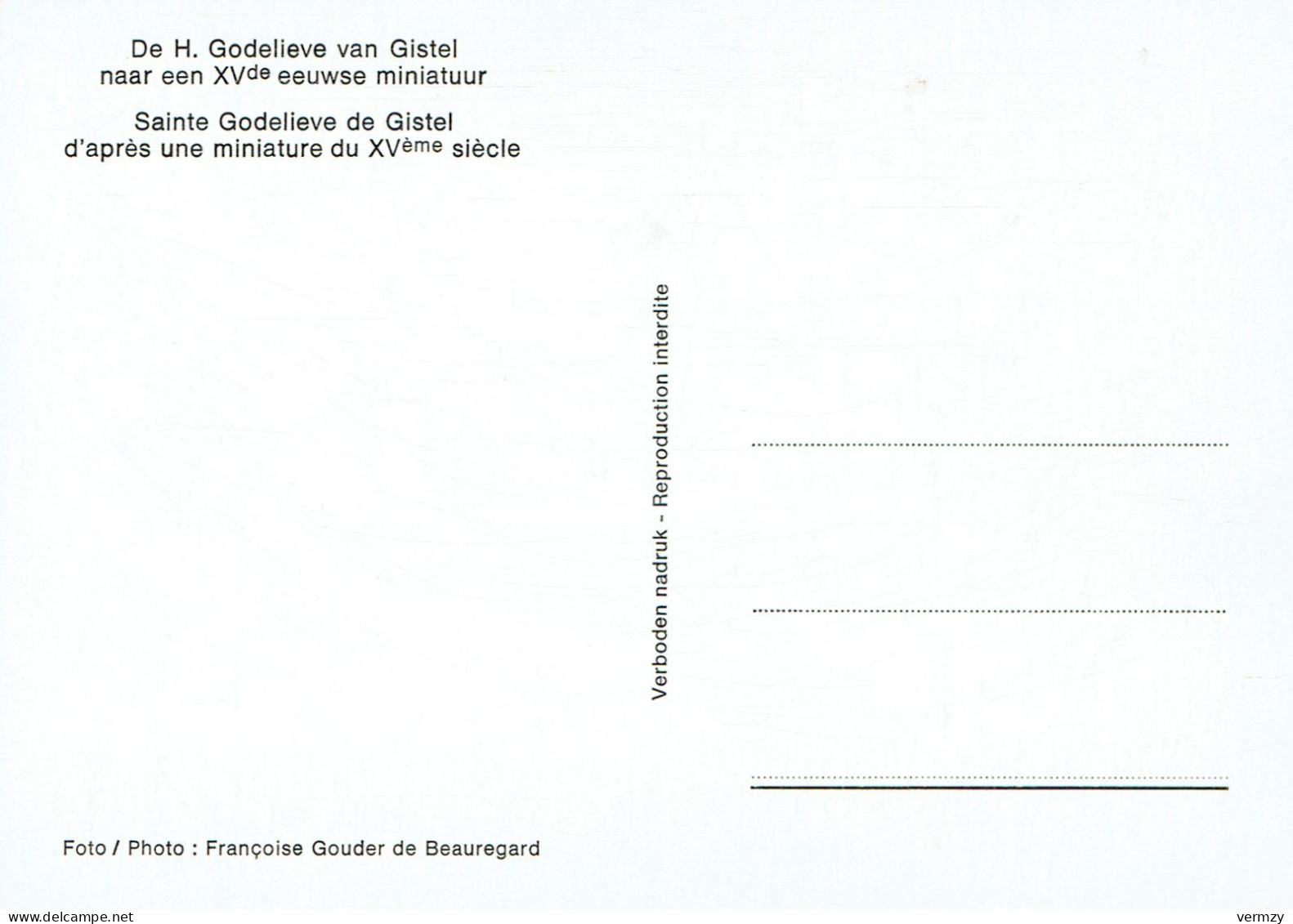 De H. Godelieve Van Gistel Naar Een XVde Eeuwse Miniatuur - Photo Véritable - Gistel