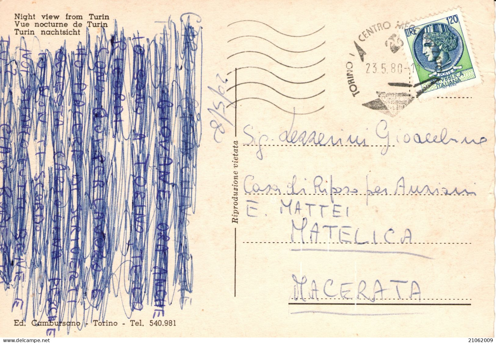 TORINO - VEDUTINE - PIAZZA S. CARLO PALAZZO MADAMA STAZIONE PORTA NUOVA MOLE ANTONELLIANA E PANORAMA - NOTTURNO - V1980 - Multi-vues, Vues Panoramiques