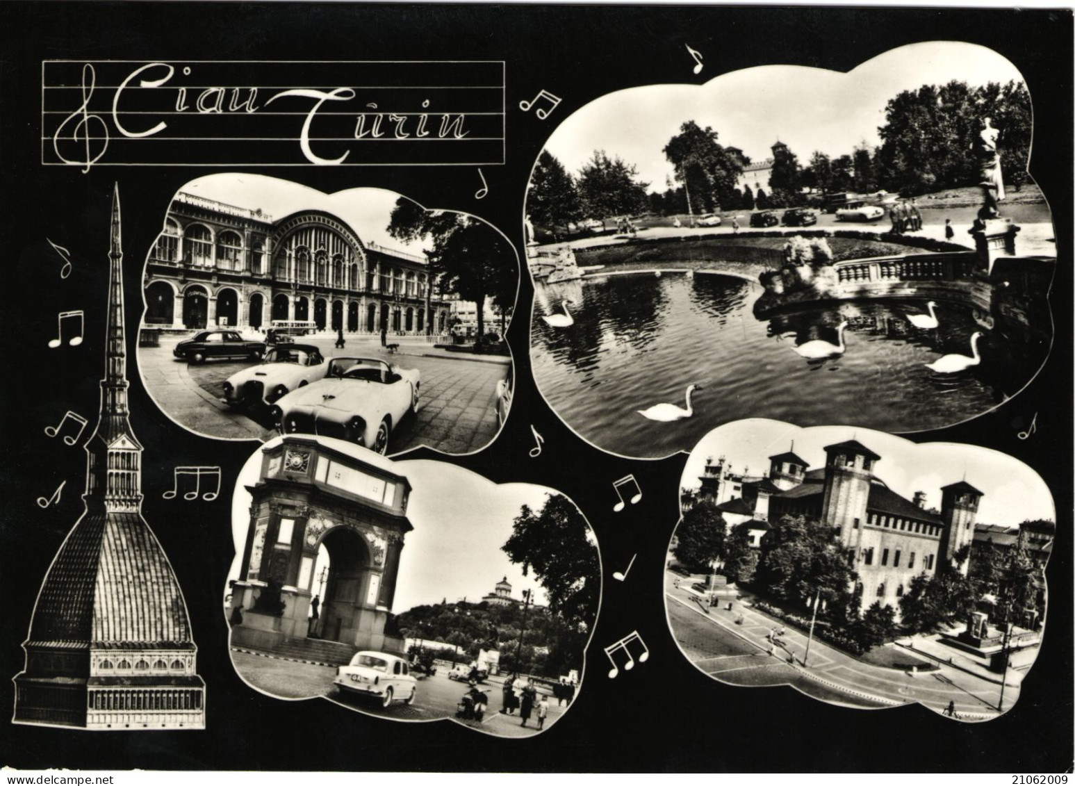 TORINO - VEDUTINE MULTIVUES - CIAO TURIN - AUTO CARS VOITURES CIGNI CYGNES SWANS - V1960 - Multi-vues, Vues Panoramiques