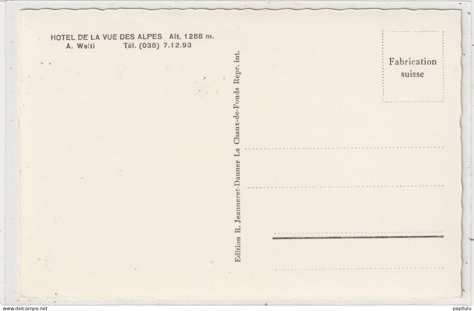 SUISSE 163 : Massif Du Mont Blanc Depuis L'hôtel De La Vue Des Alpes : édit. R Jeanneret Danner N° 2180 - Autres & Non Classés