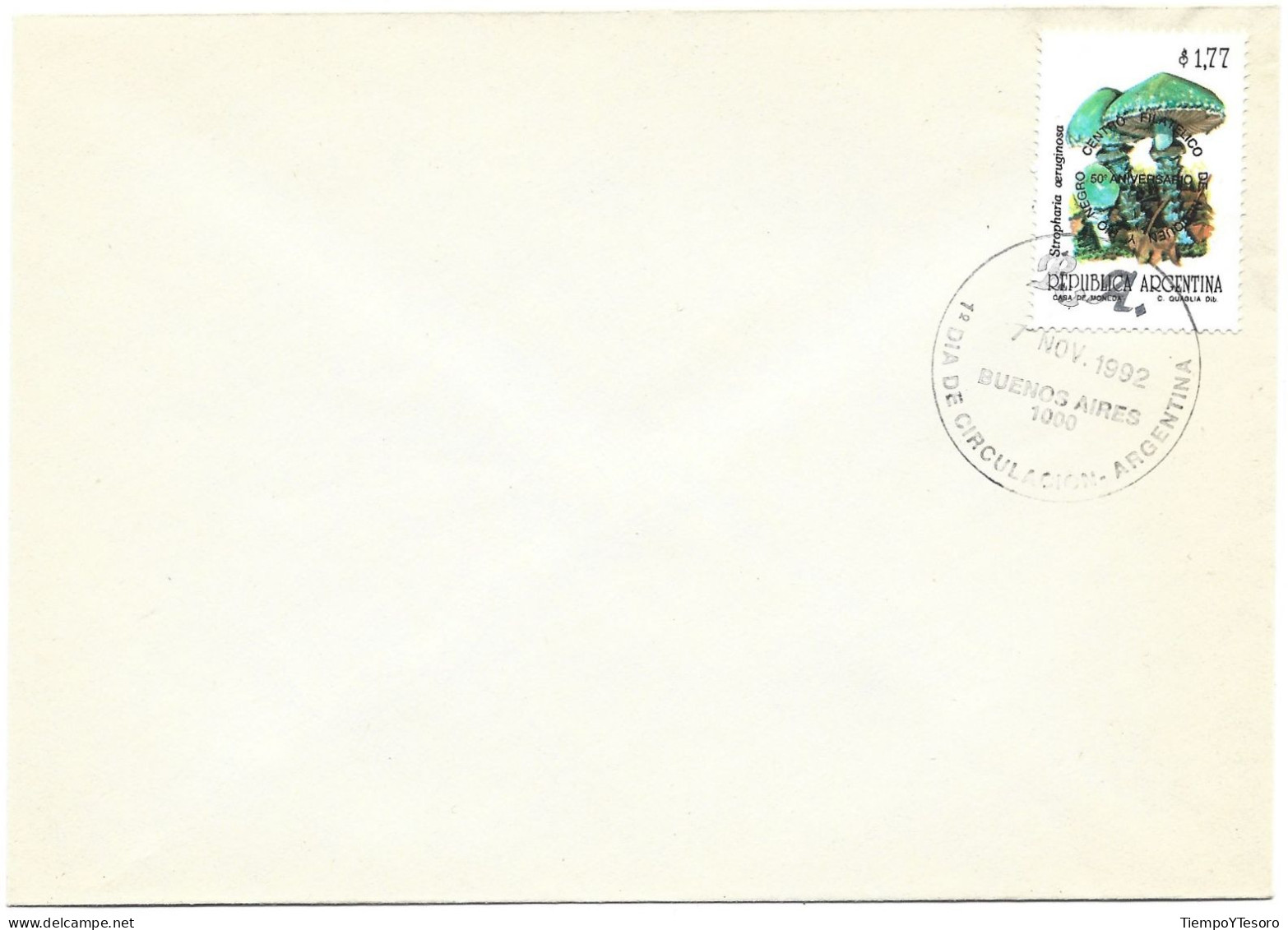 First Day Cover - Argentina, Stropharia Oeruginosa, 1992, N°300 - FDC