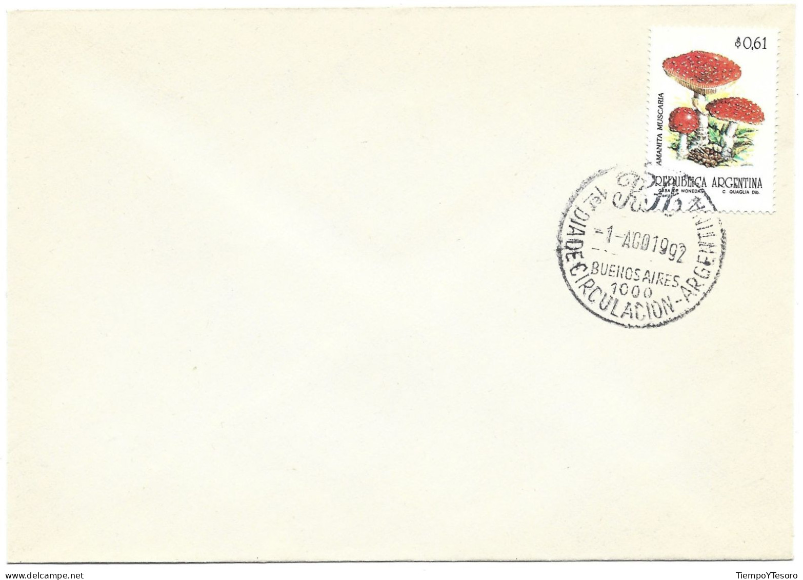 First Day Cover - Argentina, Amanita Muscaria, 1992, N°301 - FDC