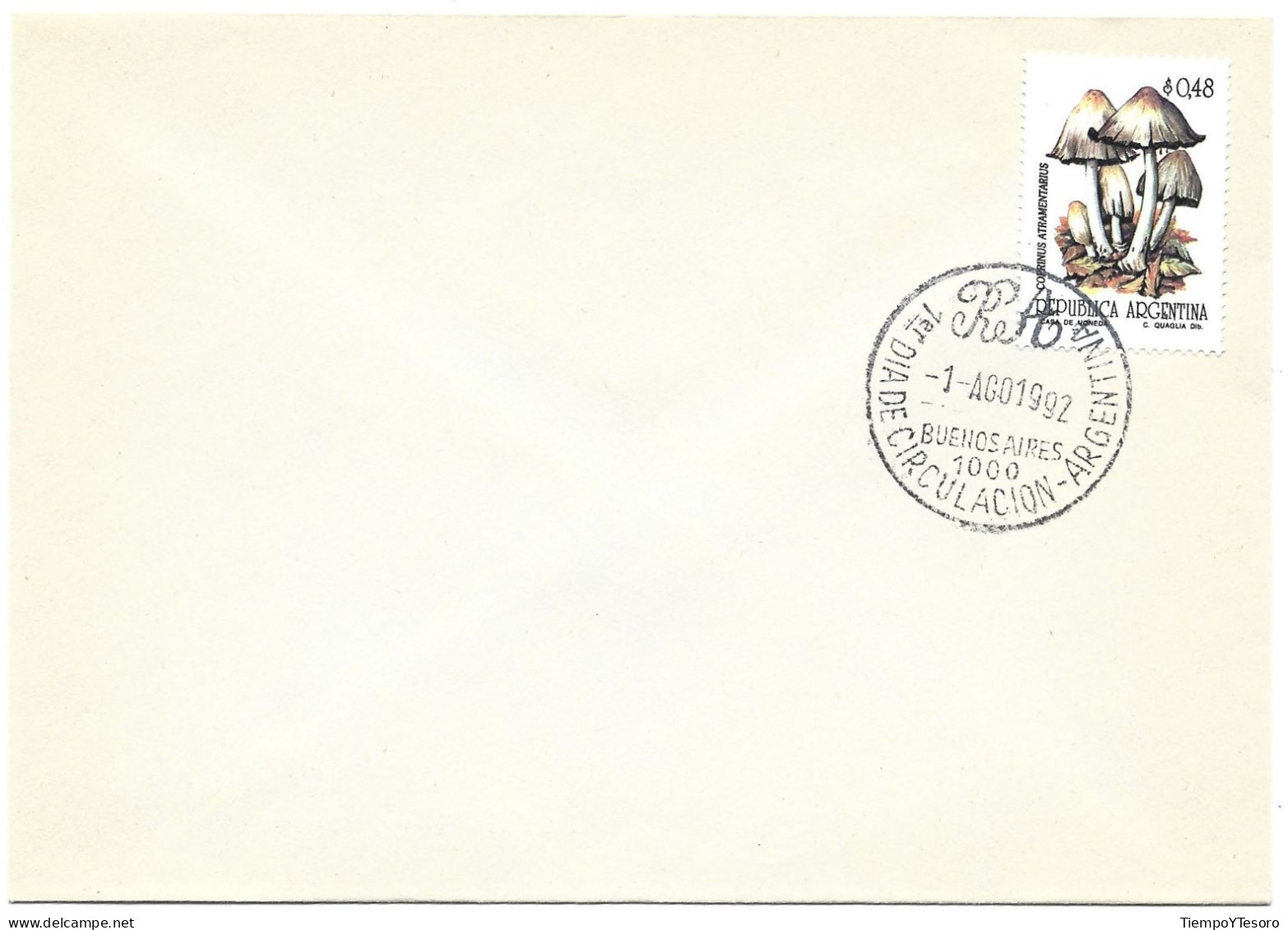 First Day Cover - Argentina, Coprinus Aramentarius, 1992, N°304 - FDC