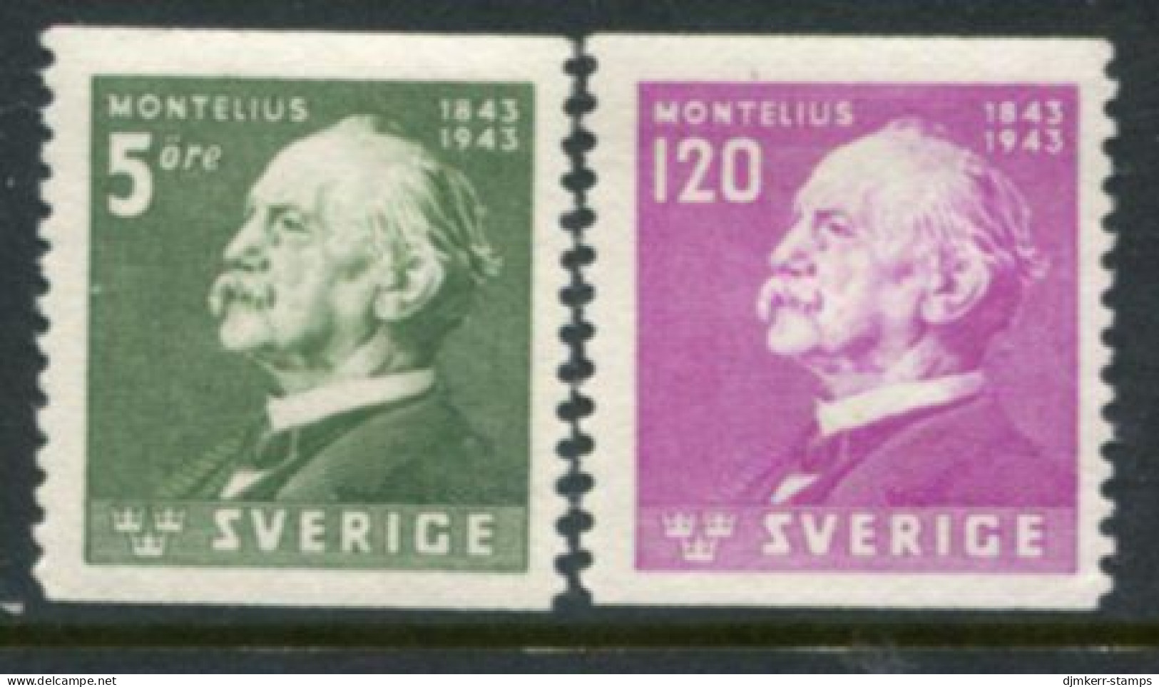SWEDEN 1943 Montelius Centenary MNH / **  Michel 302-03A - Unused Stamps