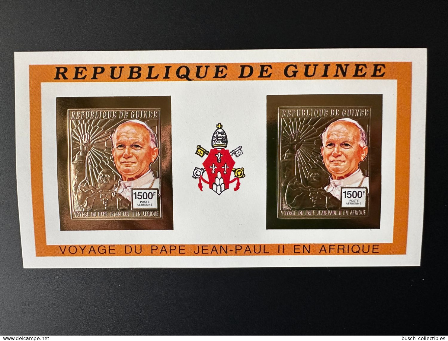 Guinée Guinea 1992 Mi. 1390 B IMPERF ND Klb Sheetlet Or Gold Pape Jean-Paul II Papst Johannes Paul Pope John Paul - Papes