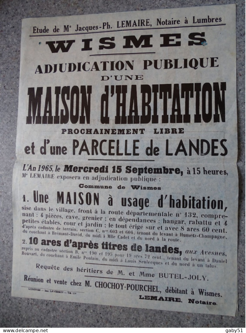 SEninghem, Pélerinage Des Ardennes 1965, Wismes Vente Maison Et Landes, Double Affiche ; Ref 1461 ; A35 - Manifesti