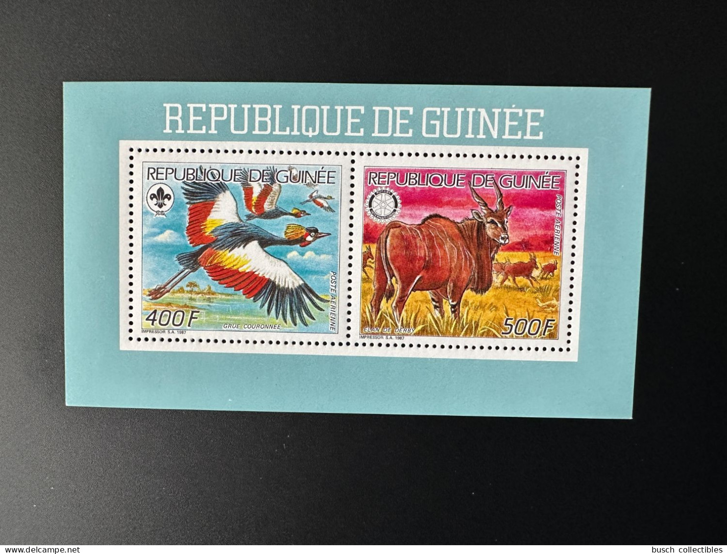 Guinée Guinea 1987 Mi. 1198 - 1199 Klb Feuillet Scouts Scoutisme Jamboree Rotary International Bird Oiseau Faune Fauna - República De Guinea (1958-...)