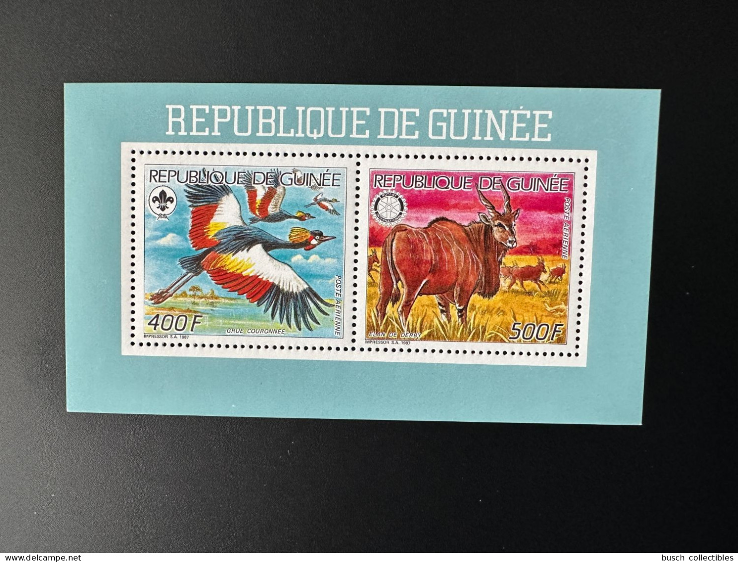 Guinée Guinea 1987 Mi. 1198 - 1199 Klb Feuillet Scouts Scoutisme Jamboree Rotary International Bird Oiseau Faune Fauna - Unused Stamps