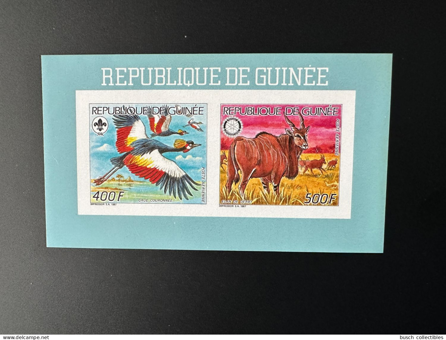 Guinée Guinea 1987 Mi. 1198 - 1199 Klb ND IMPERF Scouts Scoutisme Jamboree Rotary International Bird Oiseau Faune Fauna - Guinée (1958-...)