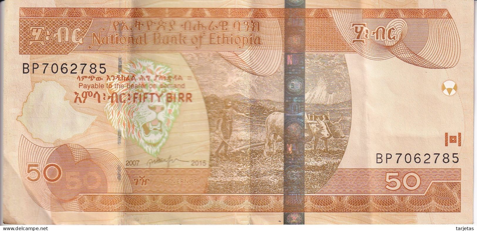 BILLETE DE ETIOPIA DE 50 BIRR DEL AÑO 2007 (BANK NOTE) - Etiopia