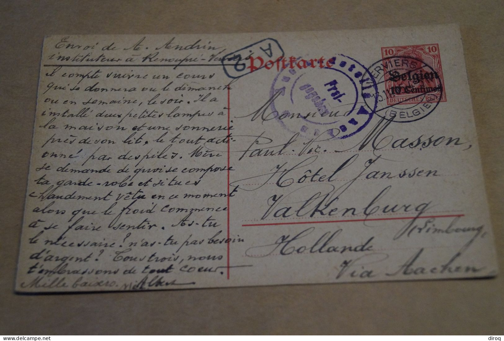 Guerre 14-18,courrier Avec Belle Oblitération Militaire ,censure ,pour Collection - OC38/54 Belgian Occupation In Germany