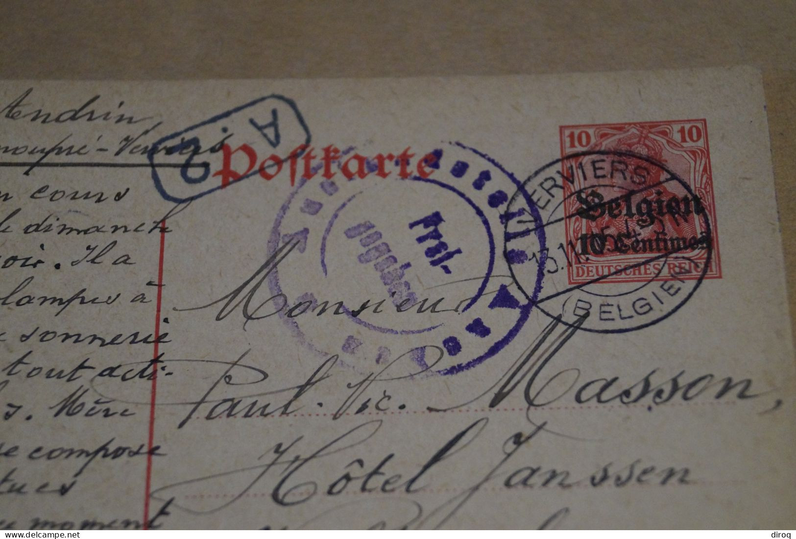 Guerre 14-18,courrier Avec Belle Oblitération Militaire ,censure ,pour Collection - OC38/54 Occupazione Belga In Germania