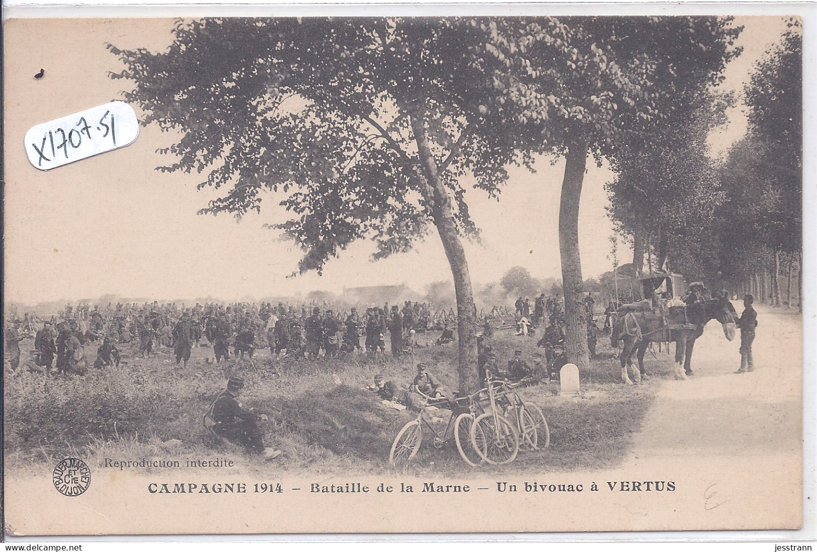 VERTUS- BATAILLE DE LA MARNE- UN BIVOUAC A VERTUS - Vertus