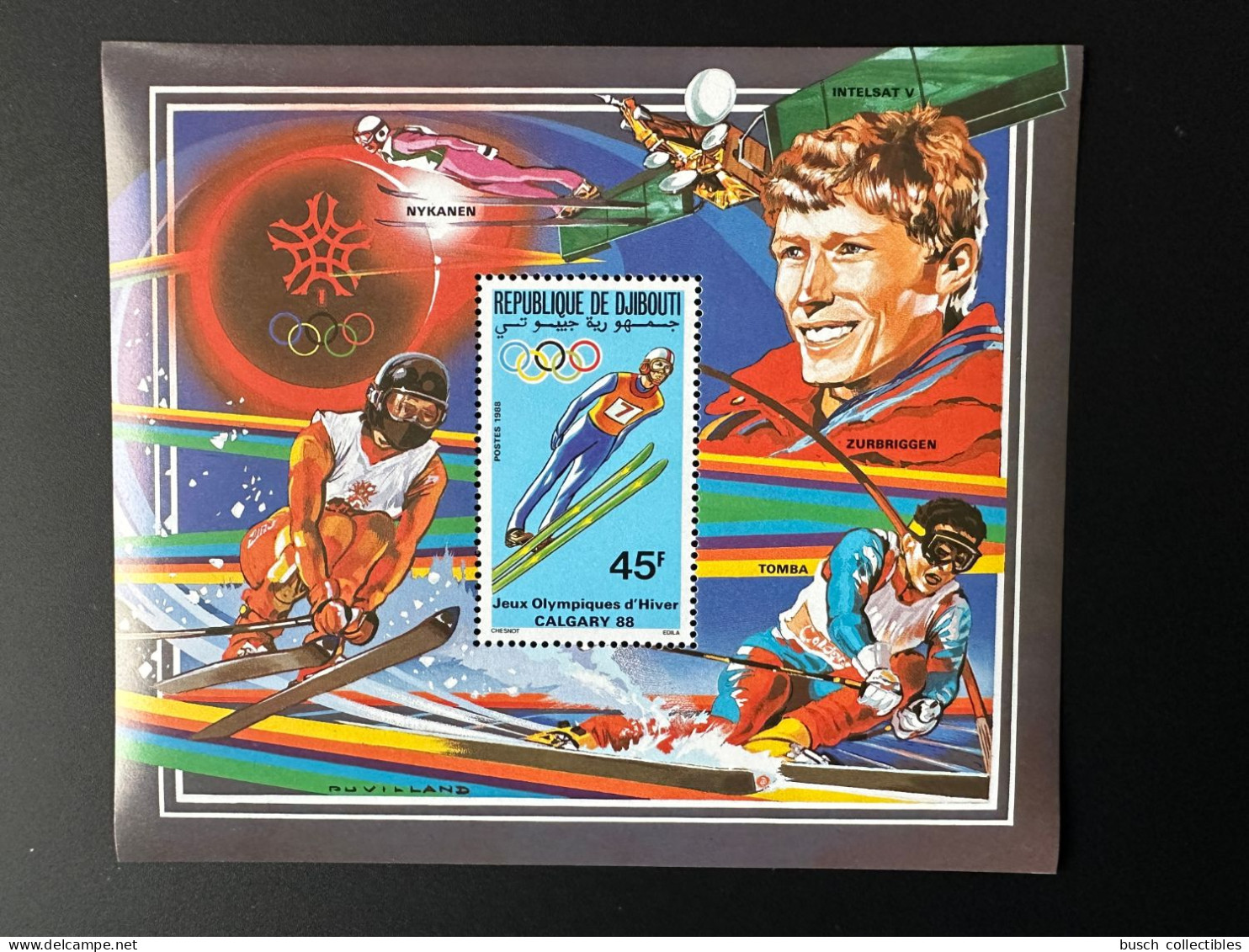 Djibouti 1988 Mi. Bl. 144 Winter Olympic Games Calgary Jeux Olympiques Olympia Ski Espace Space Raumfahrt - Inverno1988: Calgary