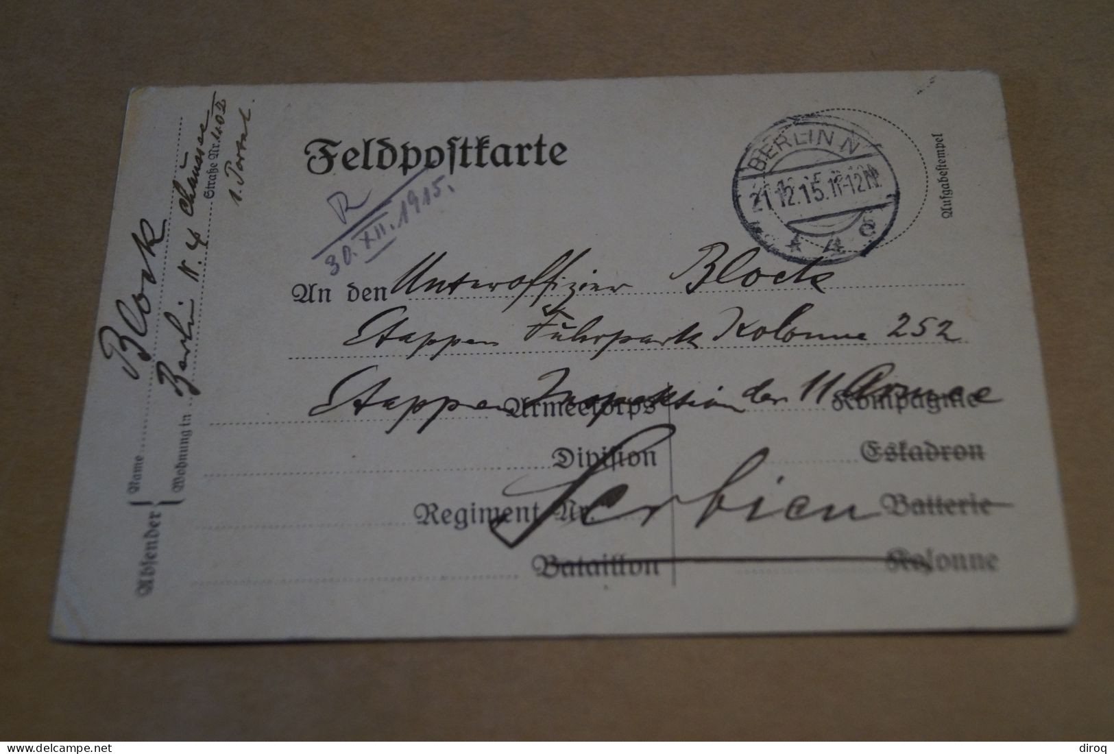 Guerre 14-18,Feldpostkarte,courrier Avec Belle Oblitération Militaire,1915 ,censure ,pour Collection - OC38/54 Ocupacion Belga En Alemania