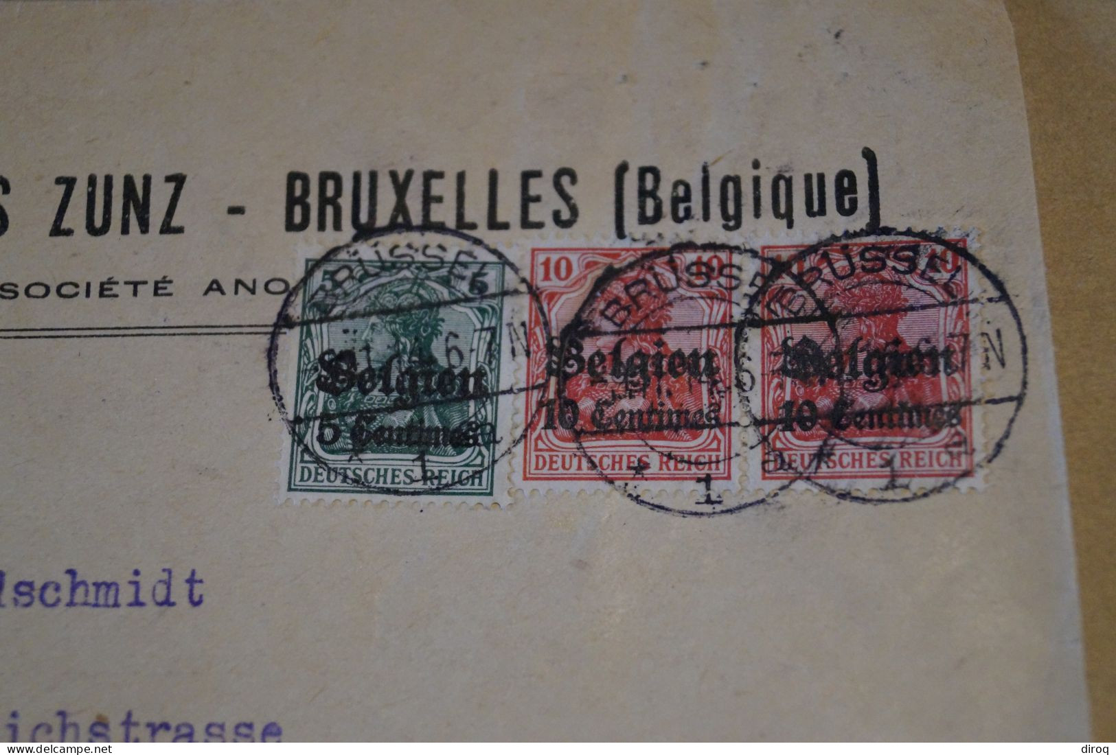 Guerre 14-18,envoi Avec 3 Timbres,courrier Avec Belle Oblitération Militaire,1914 ,censure ,pour Collection - OC38/54 Occupation Belge En Allemagne